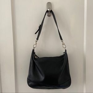 Longchamp Paris Black Leather Shoulder Bag Purse